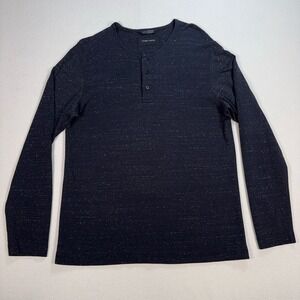 Wings‎ & Horns Henley Shirt Men's M Black Heathered Long Sleeve